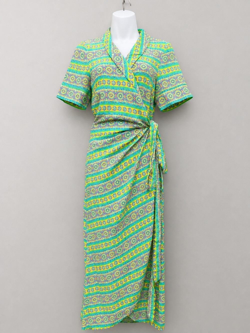 Never Fully Dressed Green Rosetta Brooklyn Wrap Midi Dress S